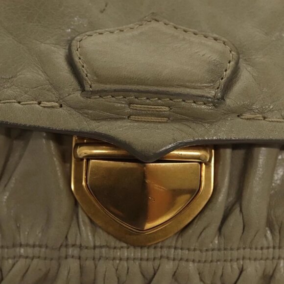 PRADA Chain Shoulder Bag Leather Beige Gold Auth - Picture 8 of 15